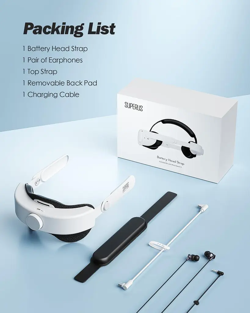 Ремешок для аккумулятора SUPERUS для Quest 2 с гарнитурой - фото 5