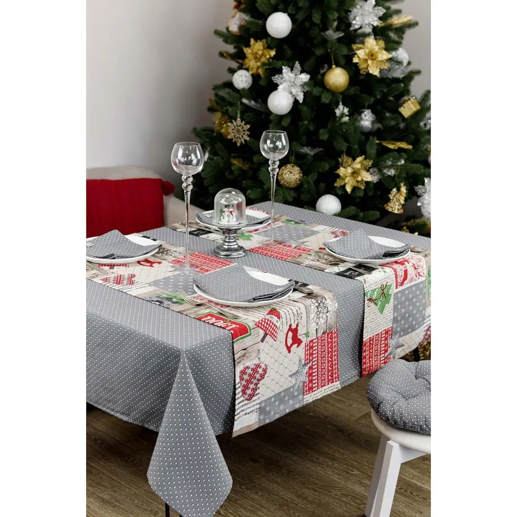 Скатертина Прованс Merry Christmas 220х132 см сіра (31474) - фото 6