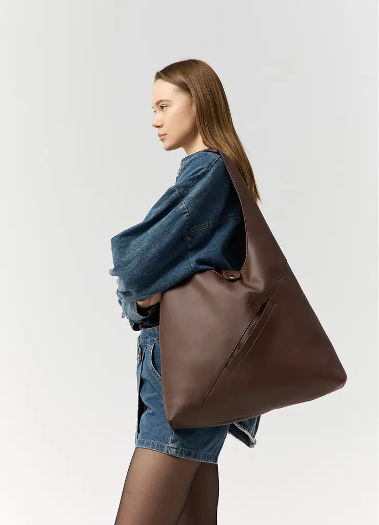 Жіноча сумка Sambag HOBO M шоколадна 35 х 40 х 8 см (53200020) - фото 2