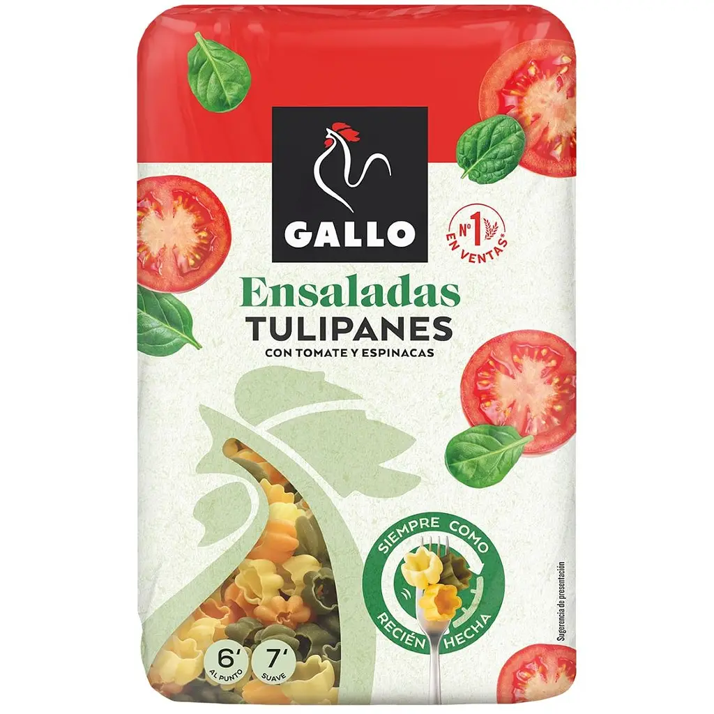 Макаронні вироби Gallo Ensaladas Tulipanes Тюльпани з томатами і шпинатом 450 г - фото 2
