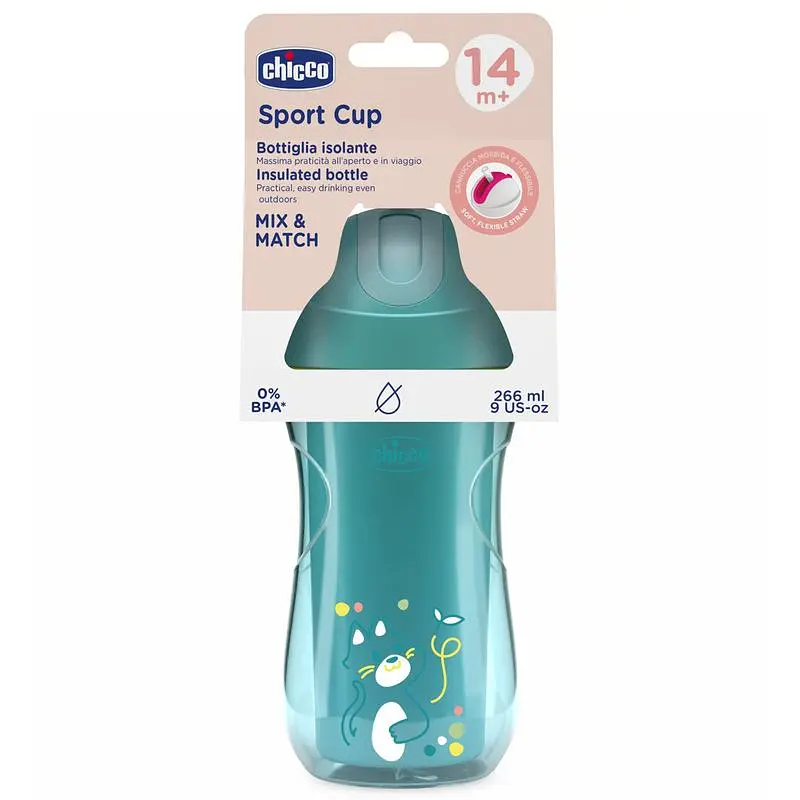Поїльник непроливайка з трубочкою Chicco Sport Cup 266 мл 14 м+ блакитний (06991.25) - фото 2