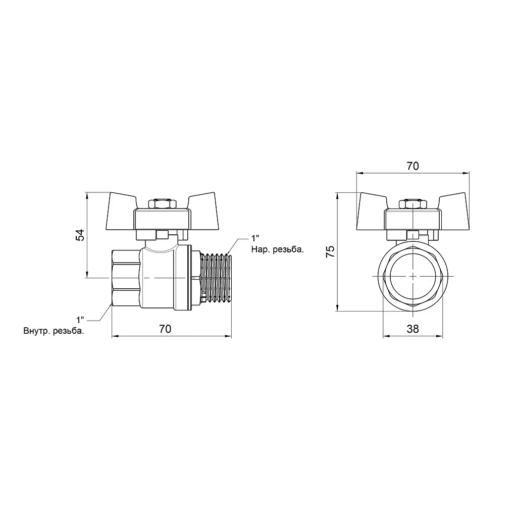 Кран кульовий SD Plus 1" ВЗ для газу (метелик) SD607NG25PN40 - фото 2