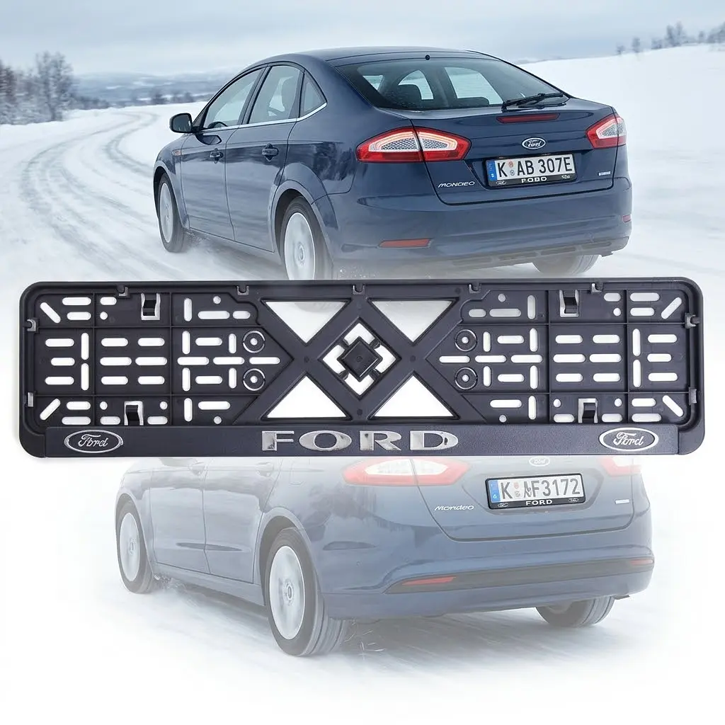 Рамка номера Ford клямка 3D напис Хромований / Гнучкий морозостійкий пластик - фото 3