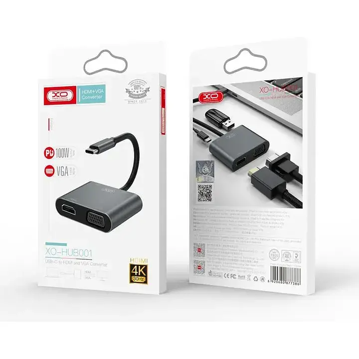 ПК Хаб XO HUB001 4 in 1 сірий - фото 6