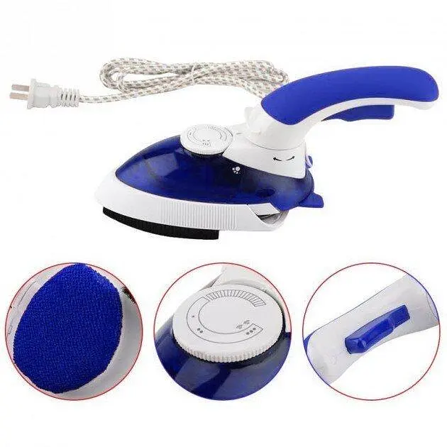 Дорожня міні праска з функцією вертикального відпарювача Mini Steam Iron HT-558B 1000Вт Синій - фото 4