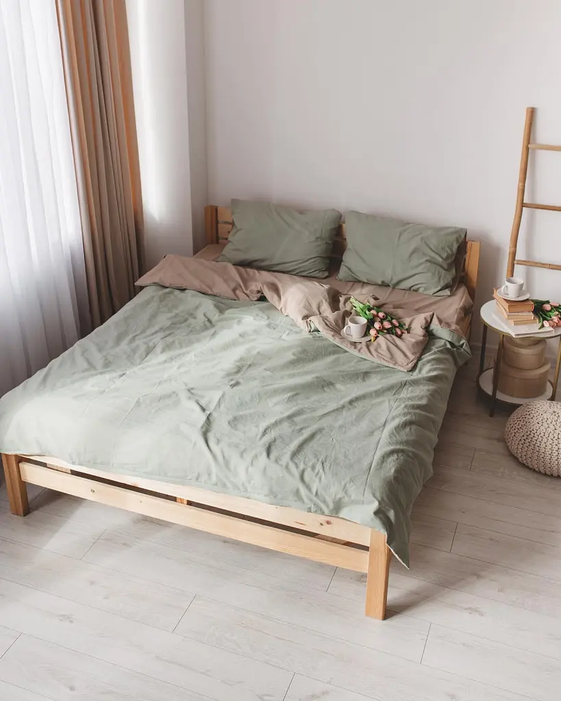 Постільна білизна сімейна Dushka Home Варена бавовна 20495 160х215х2 см фісташкова з бежевим - фото 4