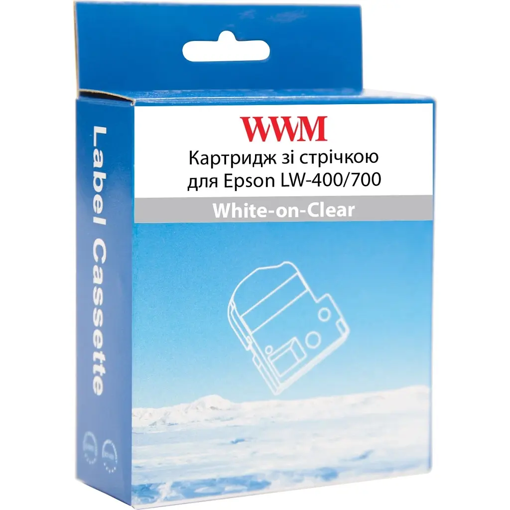 Стрічка для принтера етикеток WWM для Epson LW-400/700 12mm х 8m White-on-Clear (WWM-ST12S) - фото 2