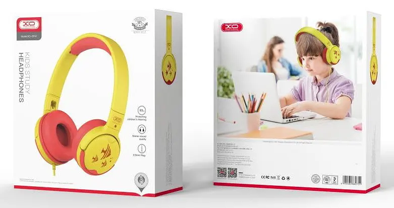 Провідні навушники XO EP47 Kids Wired over-ear headphones Червоний/Жовтий - фото 2