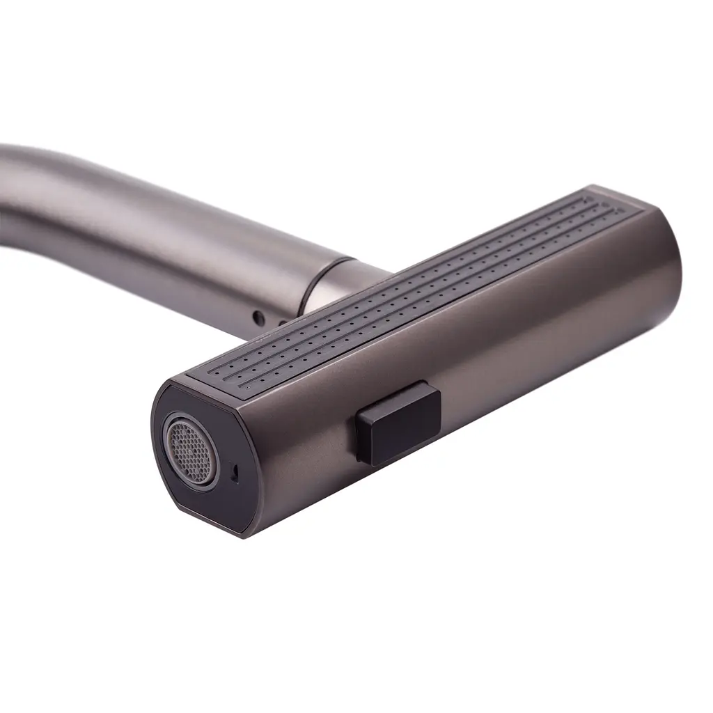 Смеситель для кухни с выдвижным изливом Mixxus Premium Hammer 014 graphite MI6955 Графит - фото 3