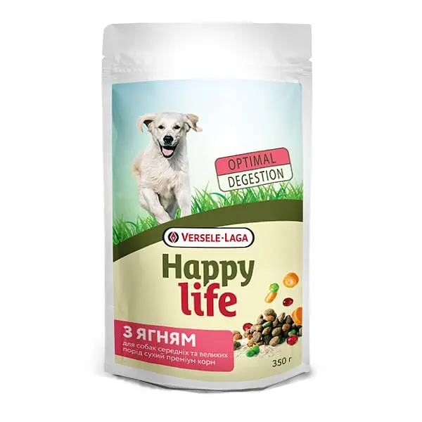 Сухий преміум корм Happy Life Adult with Lamb Хеппі Лайф Ягня для собак середніх і великих порід 350 г (975012)