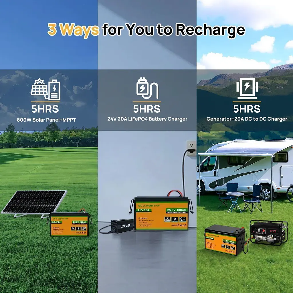 Акумулятор Eco-Worthy LiFePO4 24V (25.6V/100Ah/2560Wh) (Eco-Worthy-251002) [164644] - фото 10