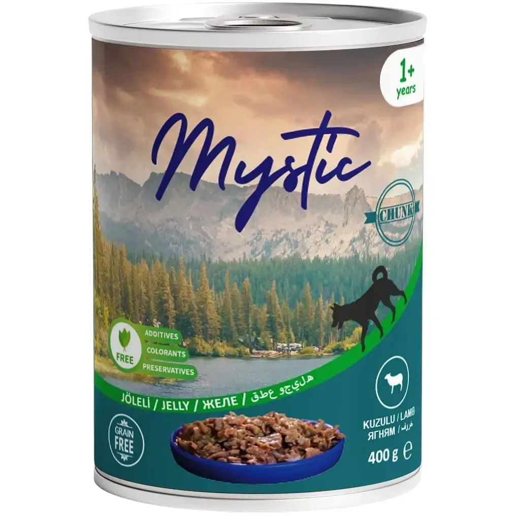 Вологий корм для собак Mystic шматочки ягнятини в желе 400 г (609201)