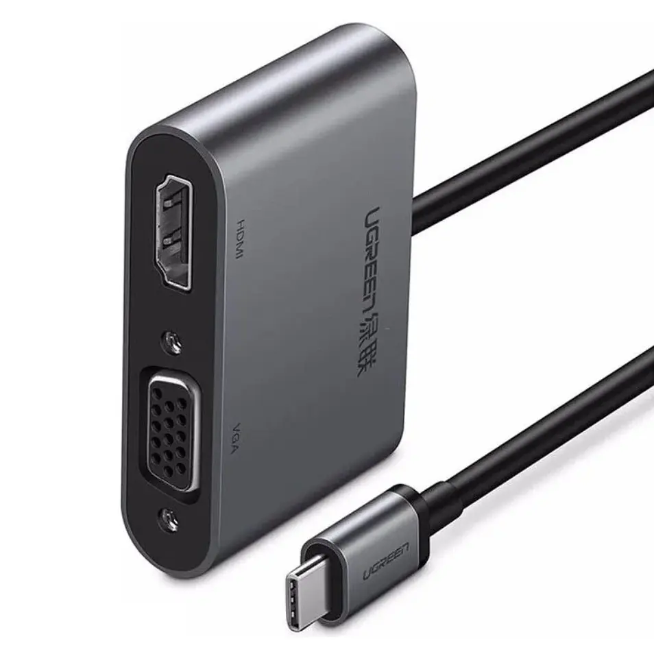 Usb-хаб Ugreen Usb-C to HDMI + VGA + Usb 3.0 Adapter with PD (серый) - фото 3