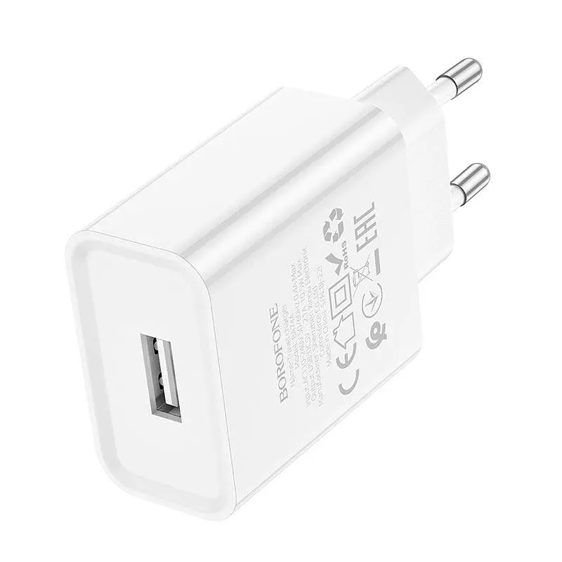 Адаптер мережевий BOROFONE Aspirer single port charger BA74A сам блок в розетку - фото 3