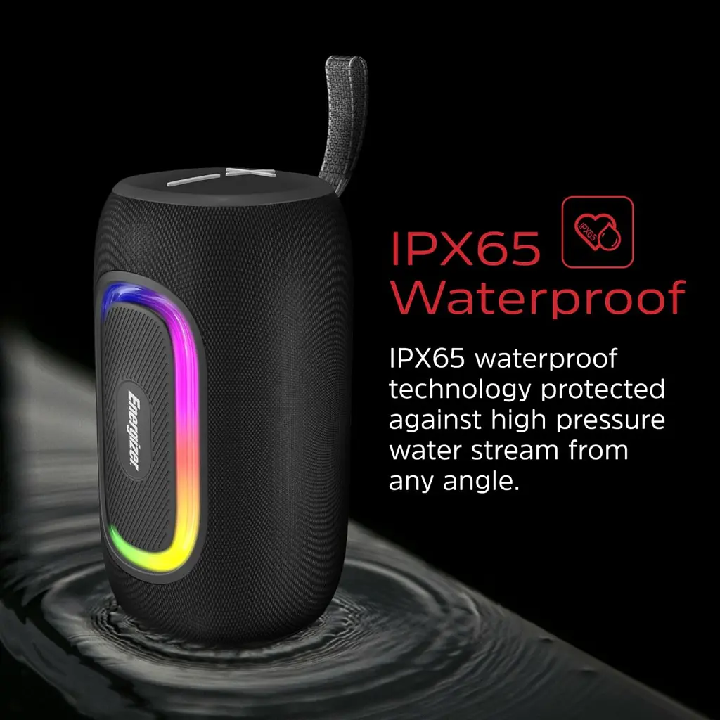 Акустична система 1.0 Energizer 16Вт Bluetooth 5.2/MicroSD/USB/AUX/FM,IPX65, чорна (BTS163) - фото 8