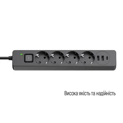 Мережевий фільтр живлення ColorWay (CW-CHE435PDB), 4 розетки/3USB 5M (CW-CHE435PDB) - фото 6