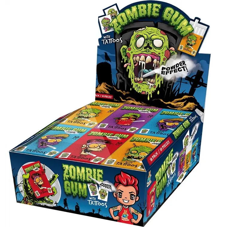 Жувальні гумки Zombie Gum Bubble Wit Tattoos Gumy Owocowe Z Efektem Dymu 10шт 35г - фото 7