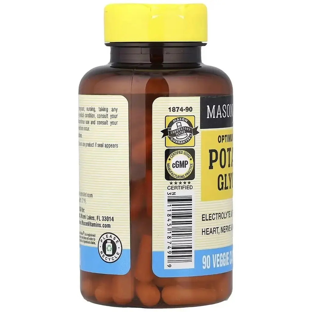 Калій гліцинат Mason Natural Optimum Absorption Potassium Glycinate 90 вегетаріанських капсул - фото 3