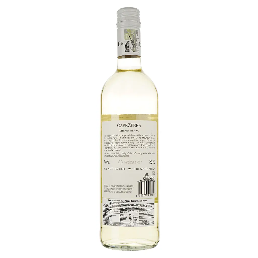 Вино Cape Zebra Chenin Blanc, біле, сухе, 12%, 0,75 л (8000015201913) - фото 2