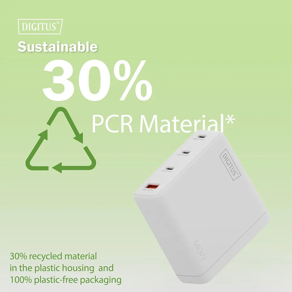 Digitus Зарядний пристрій GaN 3хUSB-C, 1хUSB-A, 140W - фото 7