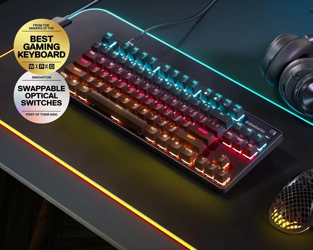 Клавіатура ігрова оптична SteelSeries Apex 9 TKL UA OptiPoint (64847) - фото 3