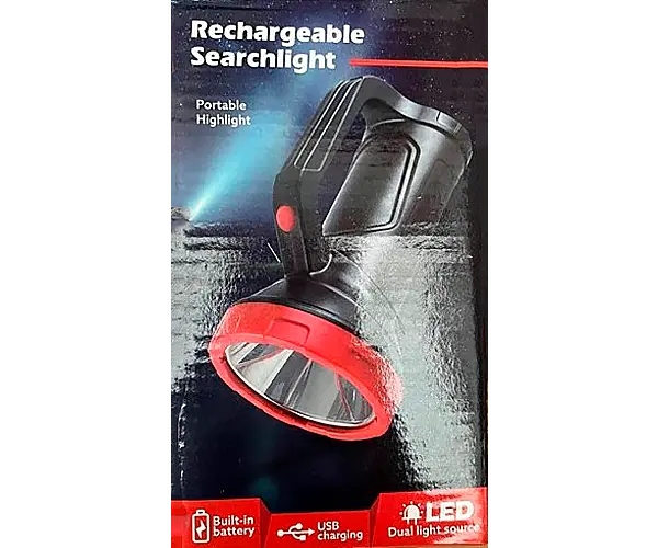 Фонарь поисковый (прожектор) Новый XPRO Rechargeable Search Light Portable Highlight 50W с USB зарядкой черный (Rechargeable_Search_411) - фото 5