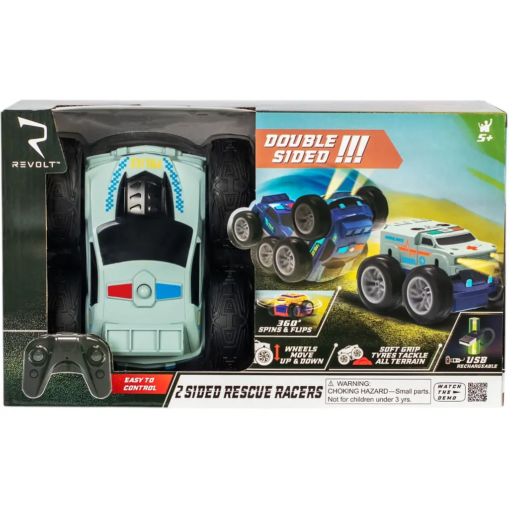 Машинка игрушечная Revolt Rescue Racers на радиоуправлении двухсторонняя сине-серая (TG1009GREY) - фото 6