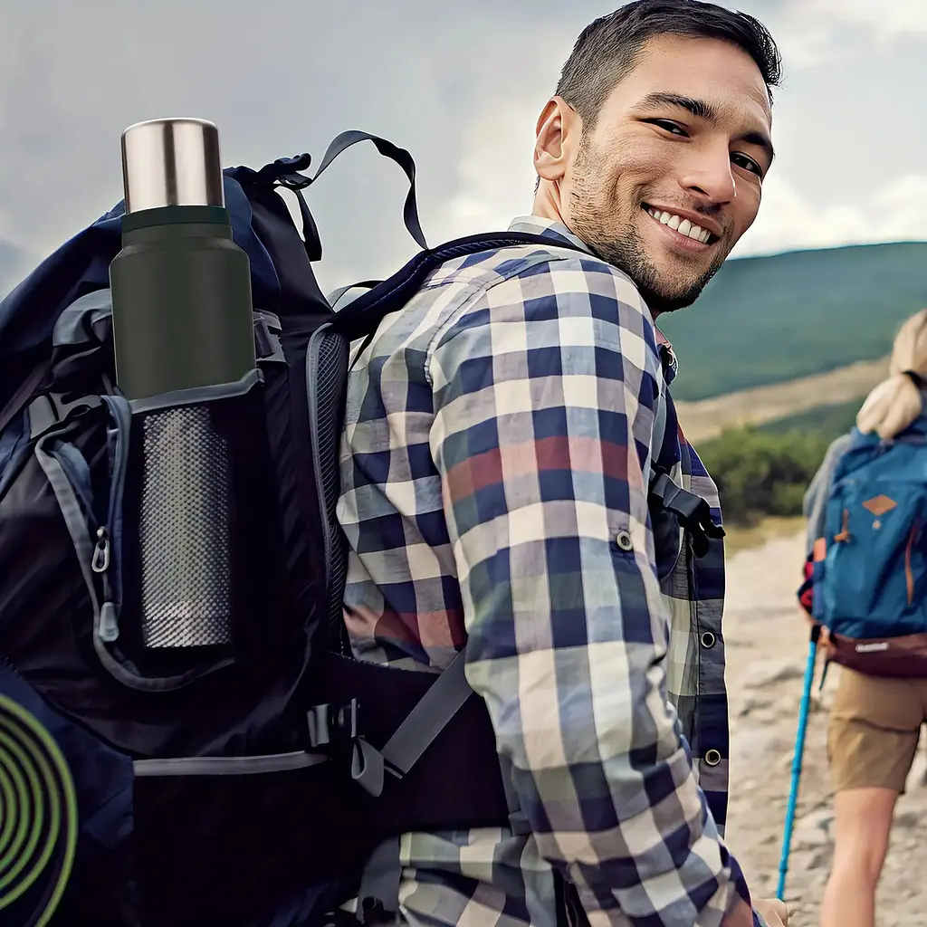 Кружка-термос Vacuum flask 970, 1400 мл · Термос туристичний з чашкою з нержавіючої сталі - фото 5