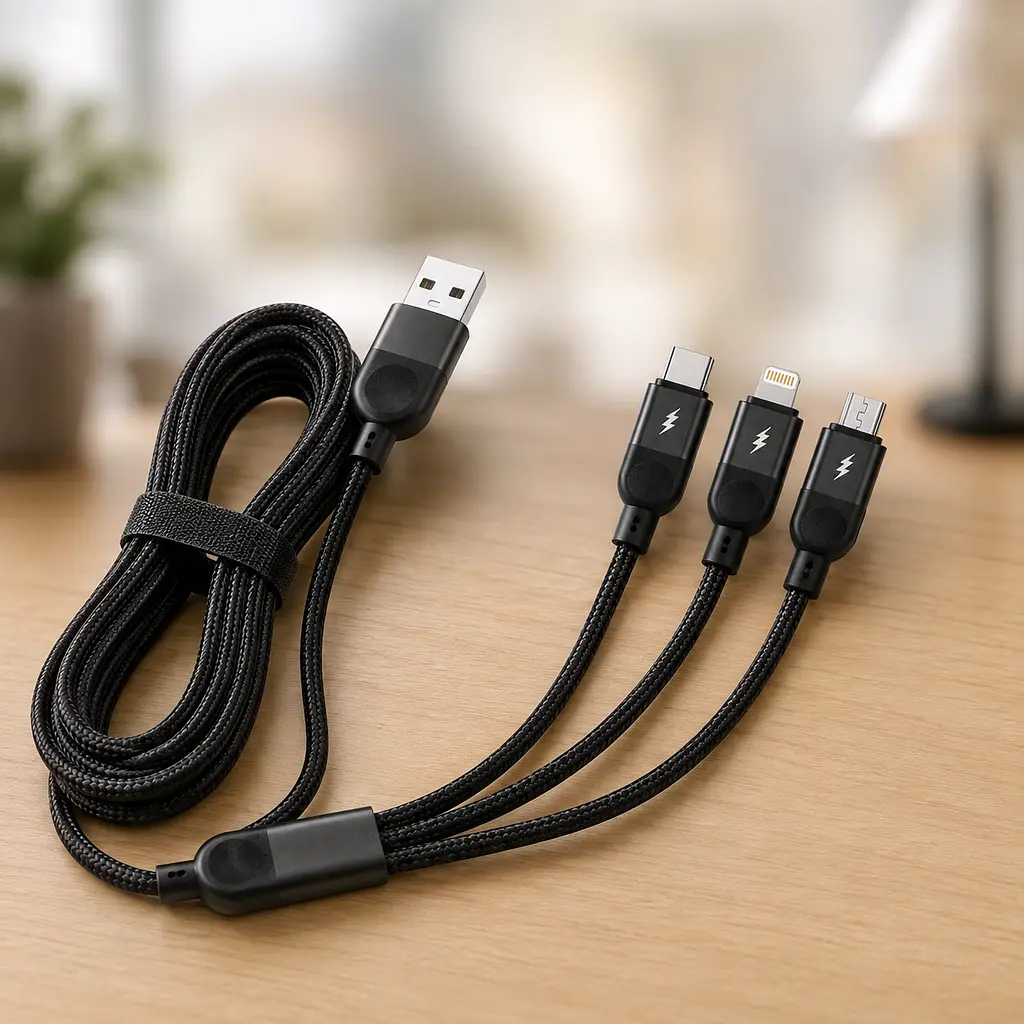 Кабель 3 в 1 для заряджання USB з роз'ємами Type-C, Lightning та Micro USB / Кабель швидка зарядка до 6A 26X-202 - фото 3