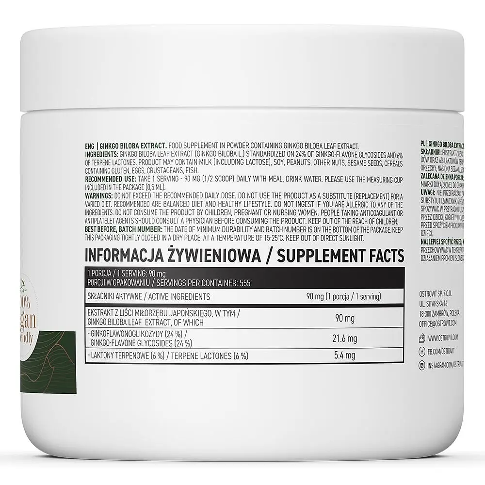 Натуральна добавка OstroVit Vege Ginkgo Biloba 50 г - фото 2