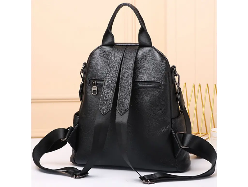 Шкіряний жіночий рюкзак міський чорний Olivia Leather 6711 - фото 2