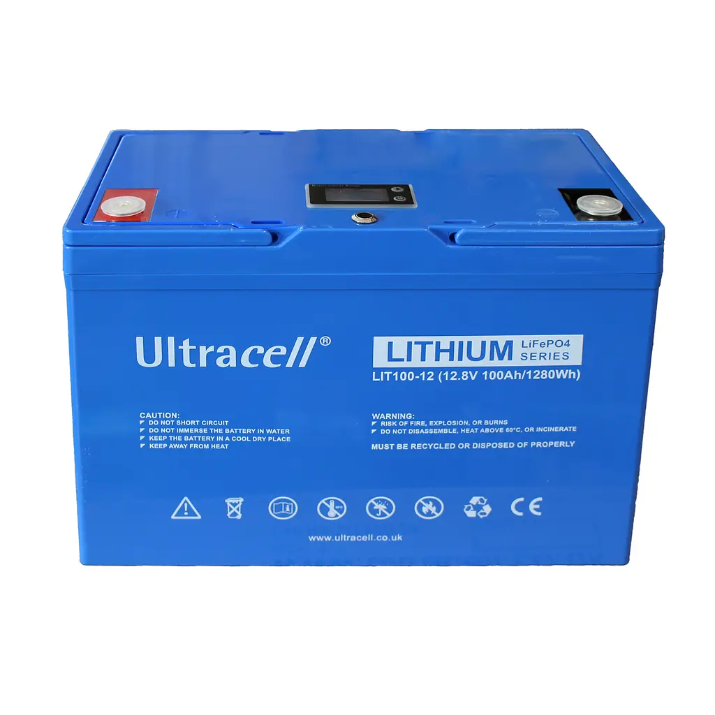 Батарея аккумуляторная Ultracell LiFePO4 12(12.8)V 100Ah/1280W(1.28kW) LED DISPLAY, ON OFF - фото 2