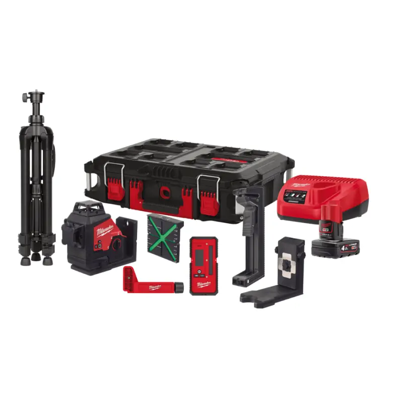 Нівелір лазерний 3D акумуляторний MILWAUKEE, M12 3PLKIT-401P (360 градусів, зелений промінь) (заміна на 4933499379) - фото 2