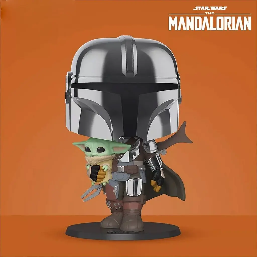Фігурка Funko Pop! Star Wars: Мандалорець у хромі з малюком 25 см [49931] [118151] - фото 5