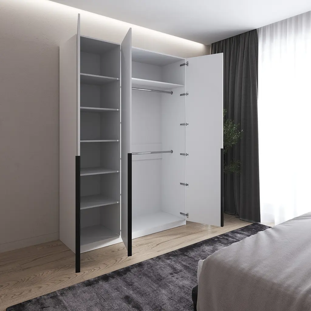 Шафа для одягу Vays M-32 Бетон, 2 штанги та полиці, ЛДСП, 150×50×220 см - для спальні, вітальні, передпокою - фото 2