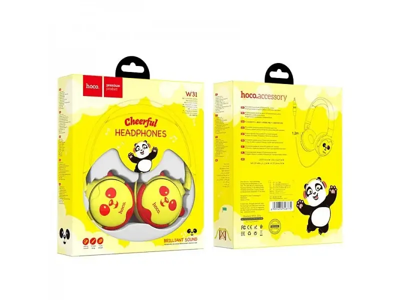Навушники без мікрофону Hoco W31 Yellow/Red - фото 4