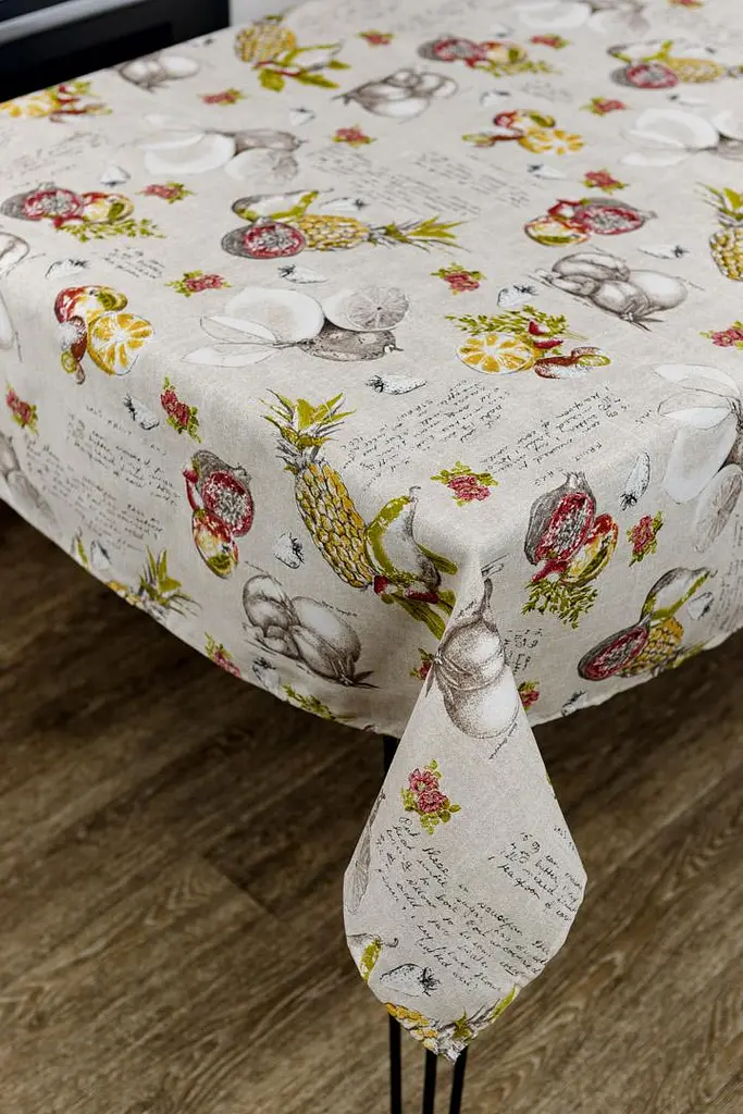 Скатерть Прованс Fruits 180х136 см бежево-серая (32988) - фото 3