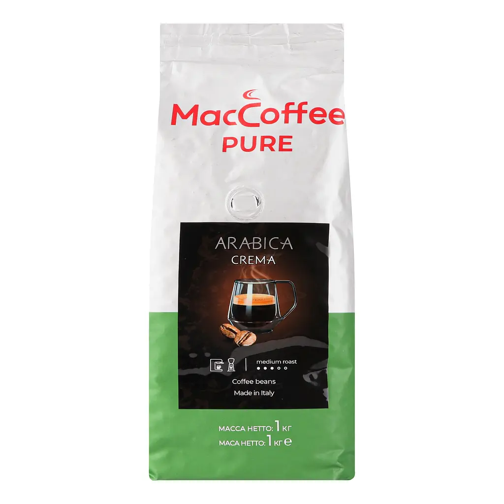 Кава зернова MacCoffee Arabica Crema Pure, натуральна, смажена, 1 кг (882592) - фото 2