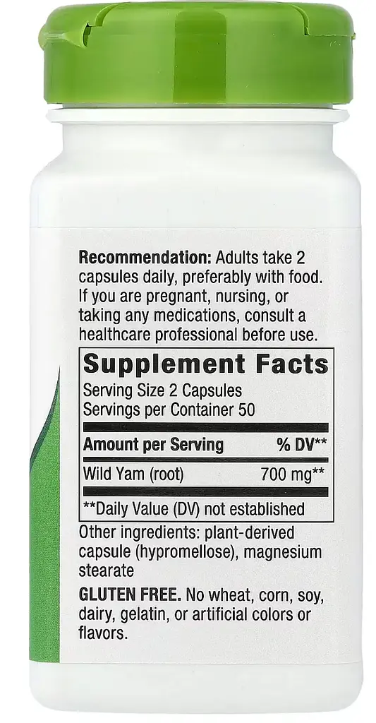 Дикий ямс Nature's Way Wild Yam 700 мг 100 веганських капсул - фото 2
