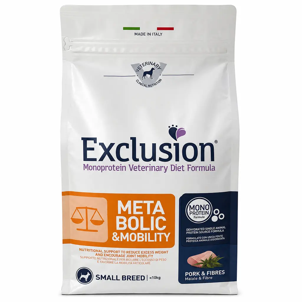 Сухий корм для собак Exclusion Monoprotein Veterinary Diet Formula Metabolic & Mobility Pork & Fibres Small Breed, 2 кг