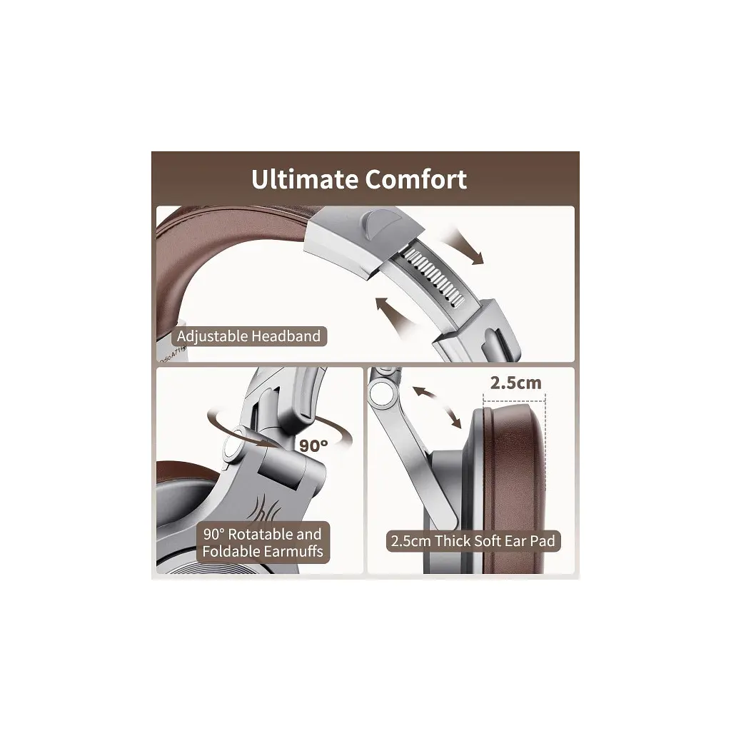 Навушники OneOdio A71 3,5мм/6,35мм Silver/Brown (A71 Silver Brown) - фото 6