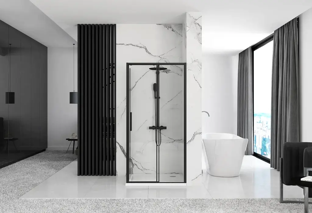 Душова кабіна Rea Rapid Slide 90x110 black REA-K6422 + REA-K6401, Чорний матовий, Універсальна, прозрачний, Чорний матовий - фото 5