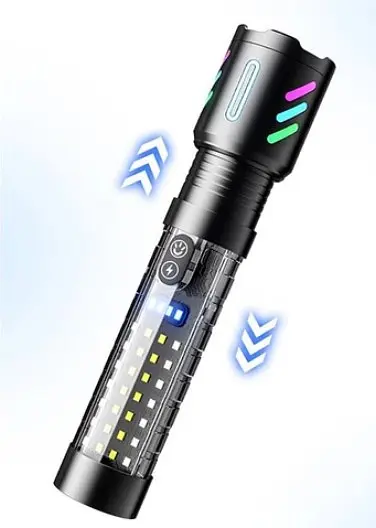 Ліхтар ручний акумуляторний COBA CB-519D Світлодіодний ручний ліхтарик із підсвіткою 5 режимів роботи з індикатором заряду Чорний - фото 4