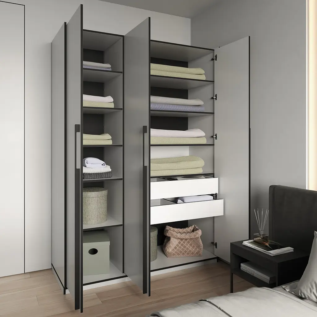 Шафа для одягу Flamecame у спальню з поличками на 3 двері FR-15 Тефра - фото 6