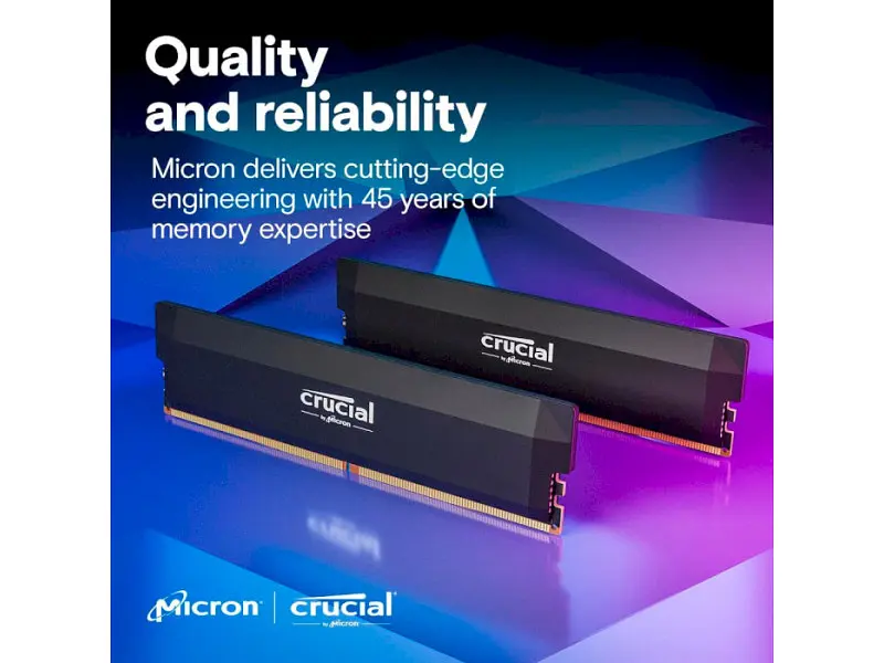 Пам'ять для настільних комп'ютерів Crucial 16 GB DDR5 6400 MHz Pro Overclocking Black (CP16G64C38U5B) - фото 2