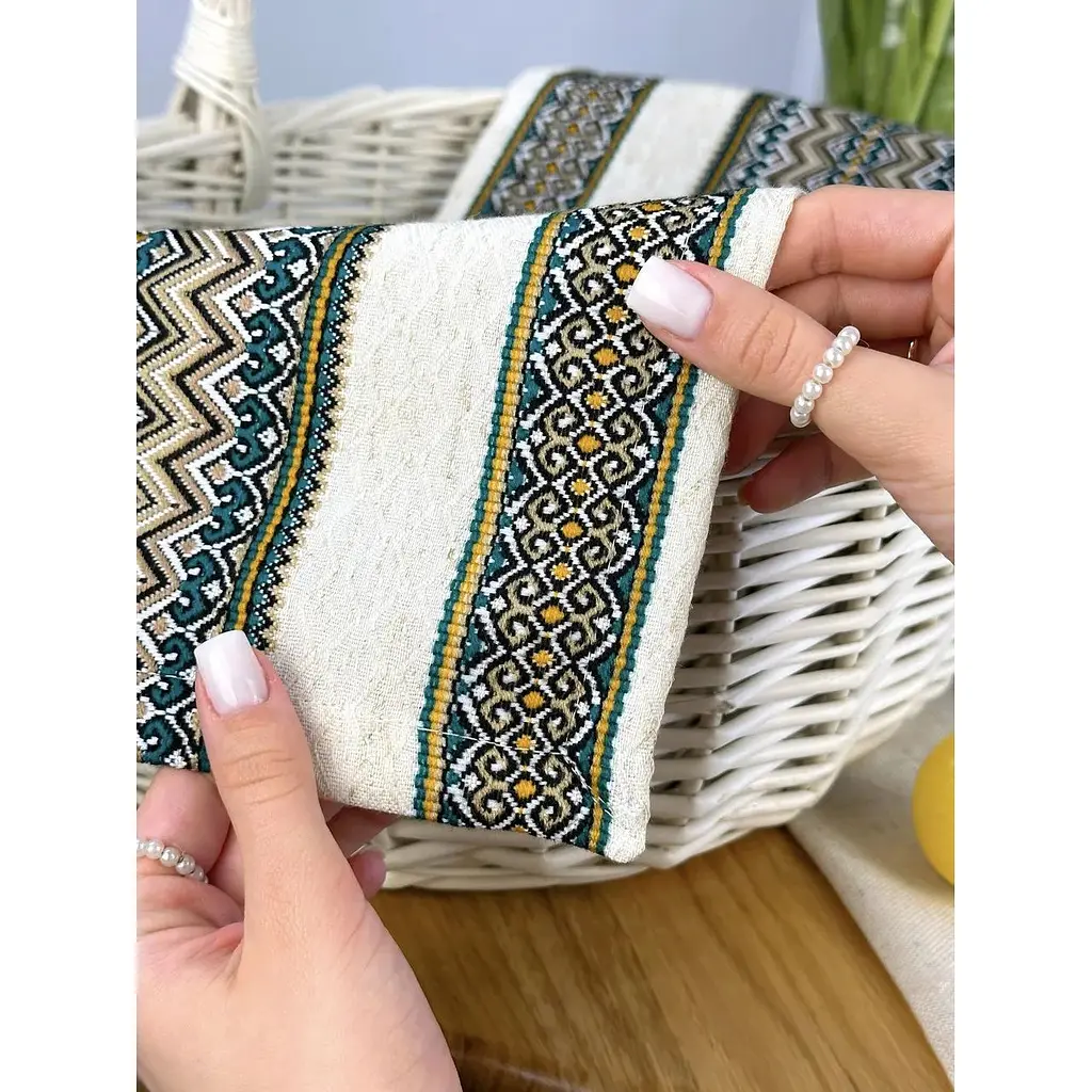 Пасхальное полотенце льняное для корзины Рандеву 45х30 см Синий - фото 6