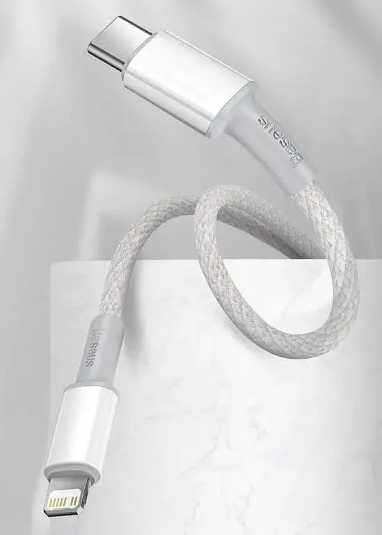 Кабель Baseus High Density Braided Type-C to Lightning PD 20W (1m) white (CATLGD-02) - фото 7