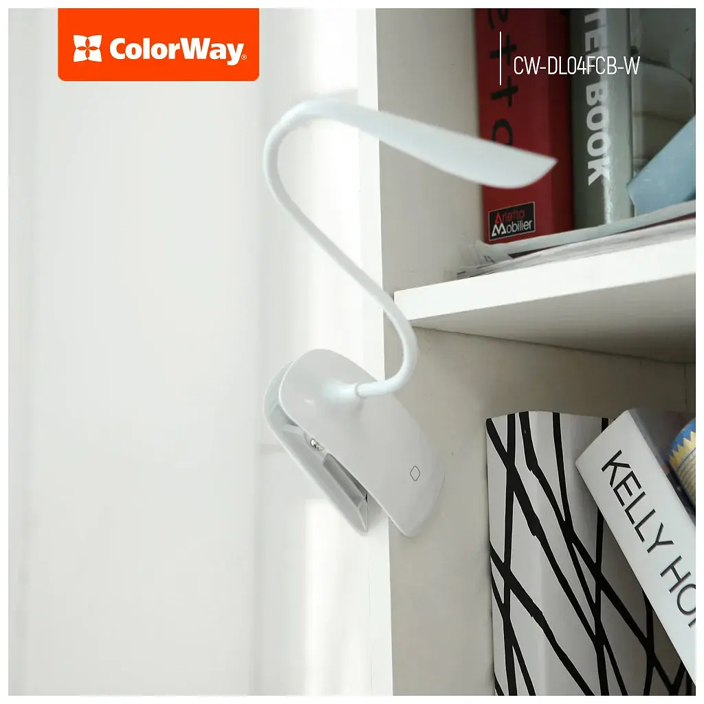 Настільна лампа ColorWay LED Flexible & Clip з вбудованим акумулятором 500mAh (CW-DL04FCB-W) - фото 2