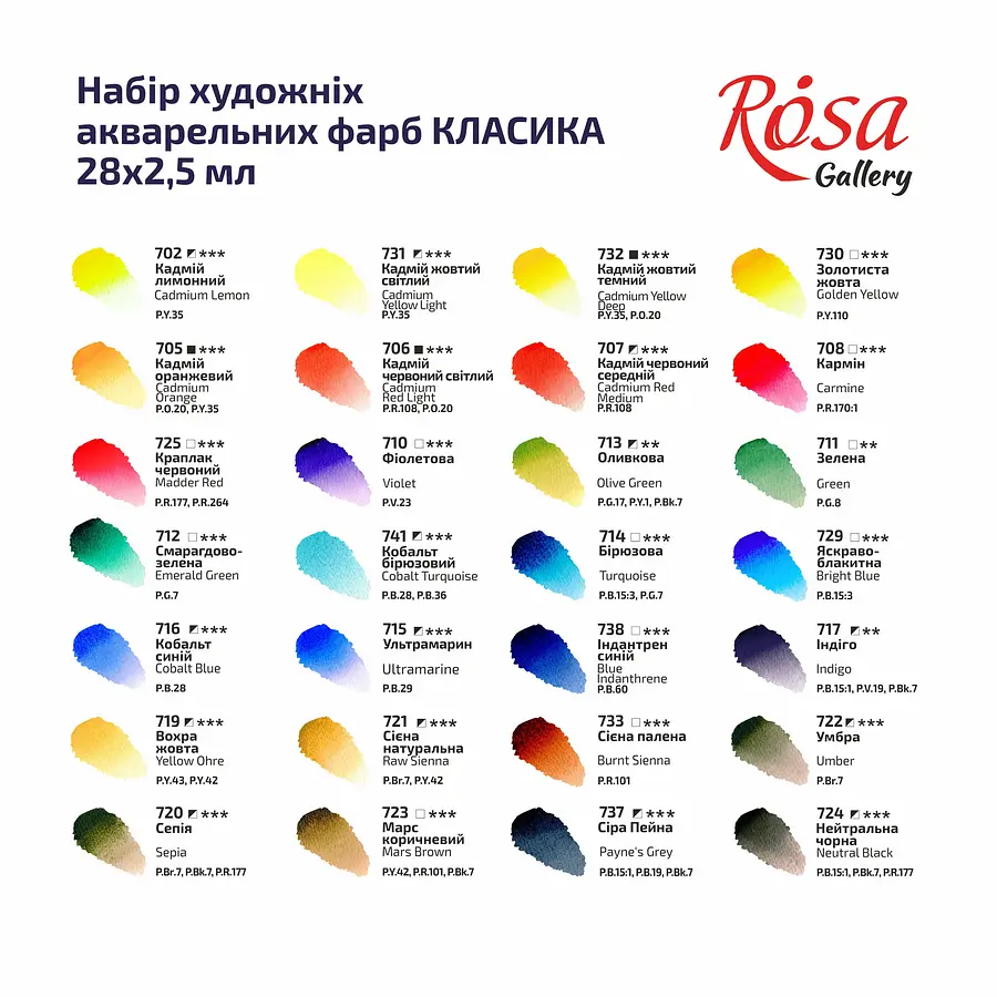 Набор акварельных красок CLASSIC металлический пенал Индиго 28цв. х 2.5 мл кювета Rosa Gallery - фото 4