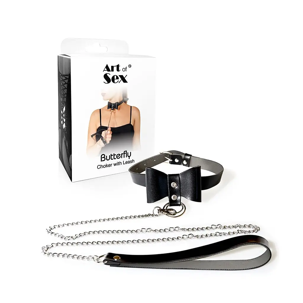 Чокер з повідцем Art of Sex - Butterfly чорний Art of Sex SX2343 100694